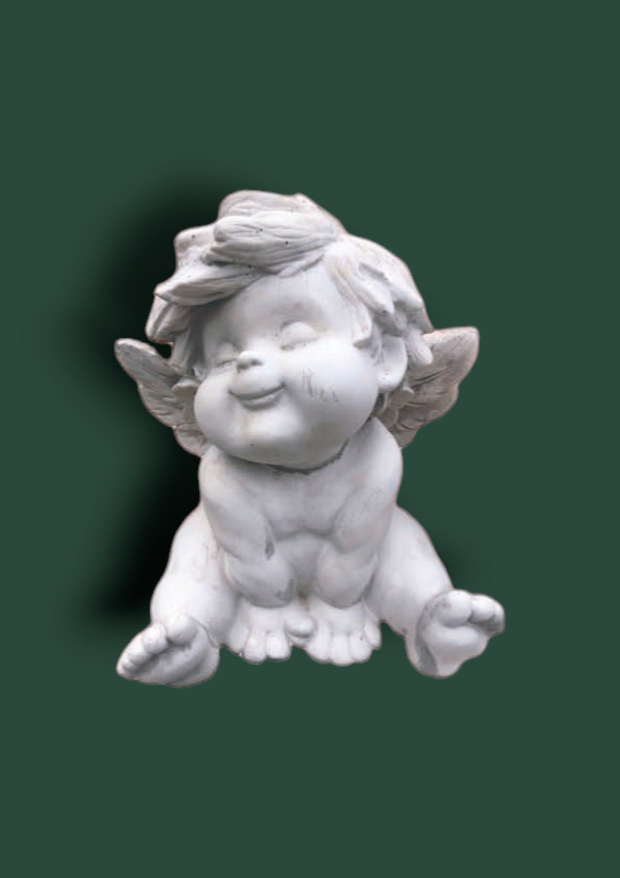 Statua Angelo grasso in cemento da giardino 45cm