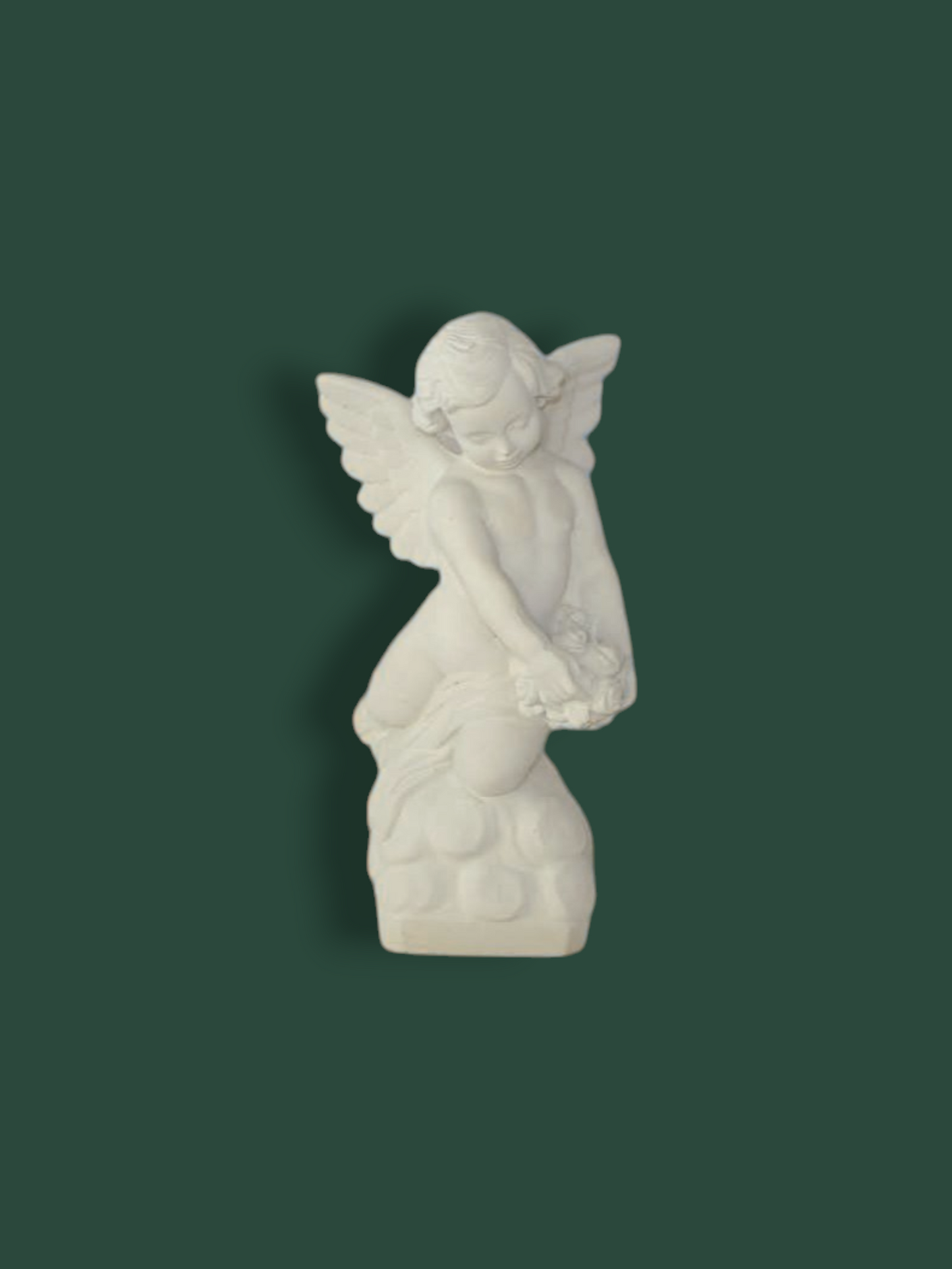Statua Sacra Angelo con fiori in cemento 56 cm