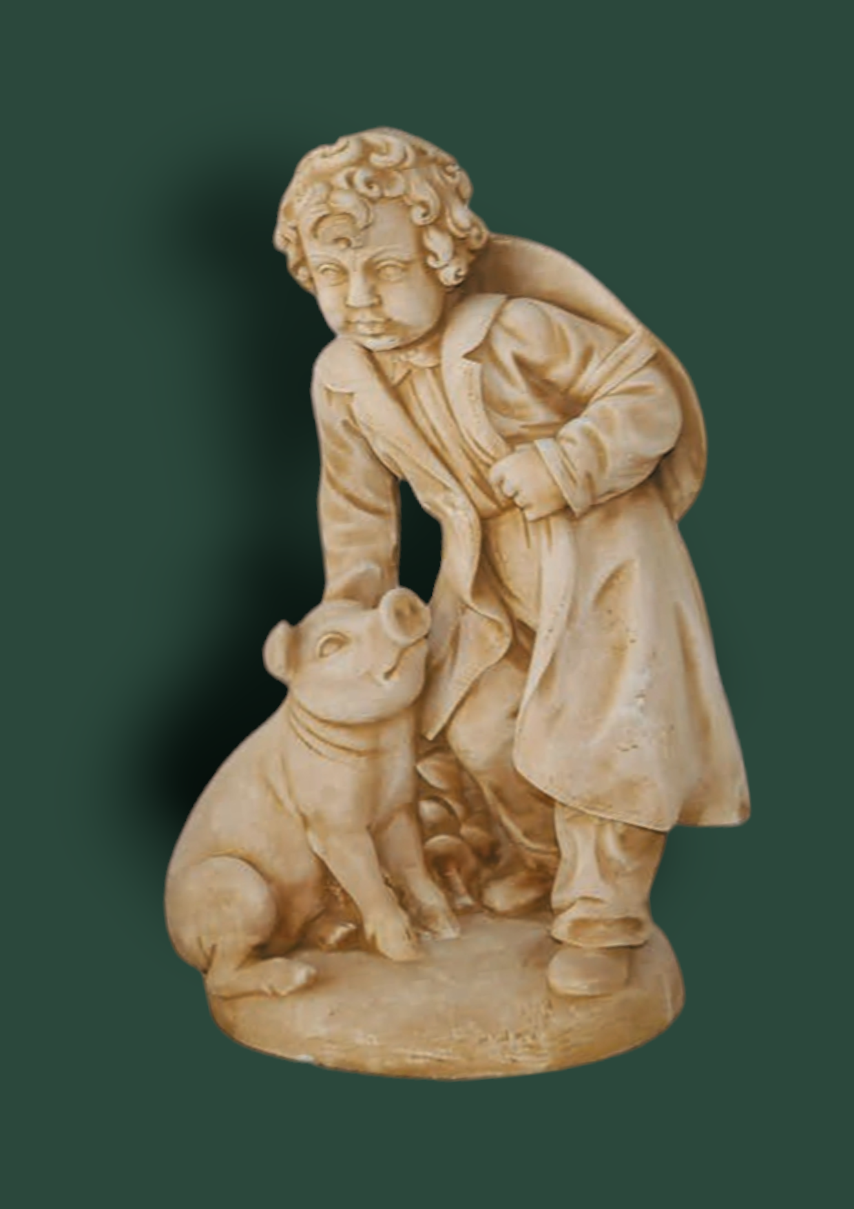 Statua bimbo con maialino in cemento da giardino 80cm