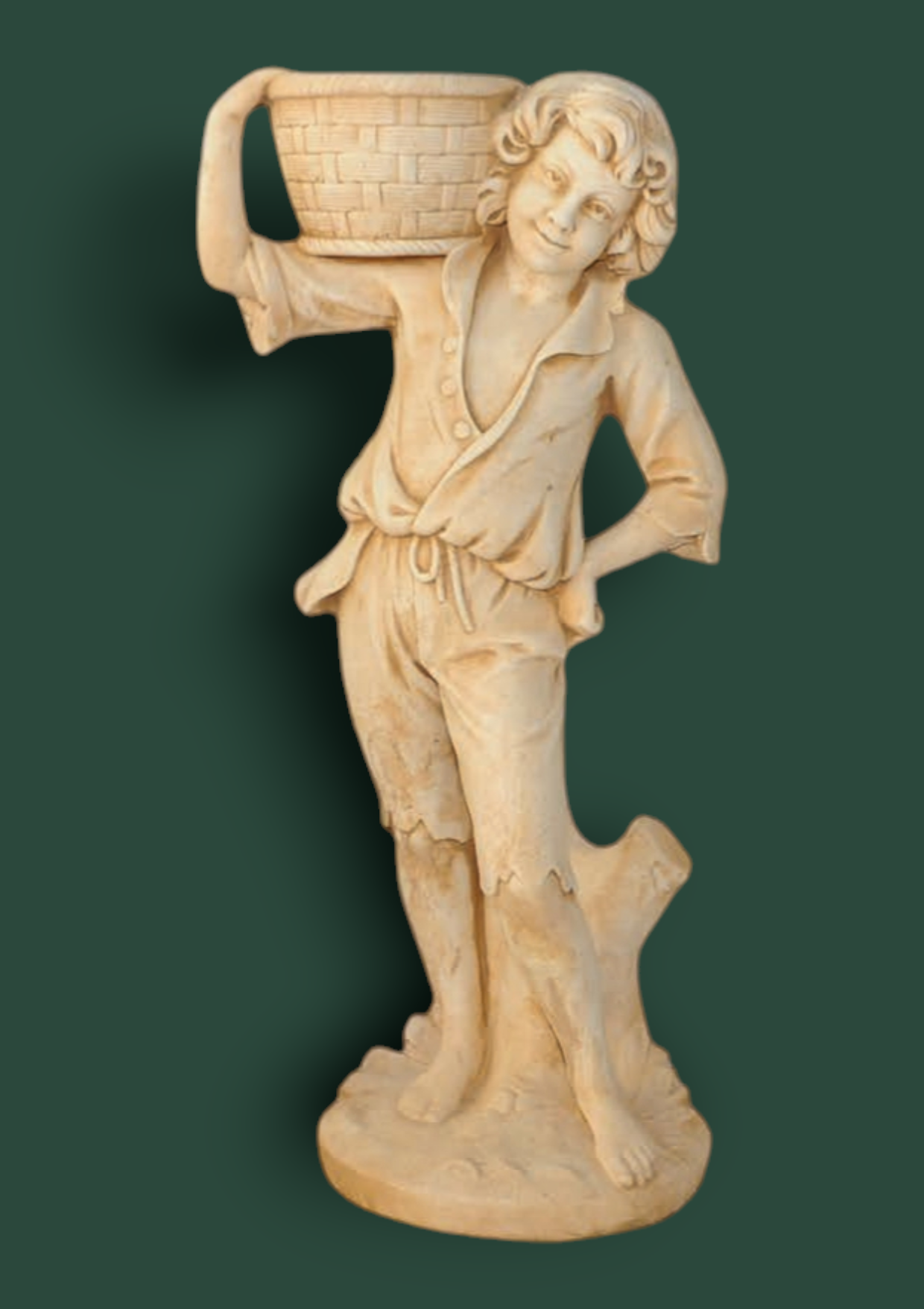 Statua contadino con cesto in cemento da giardino 110cm