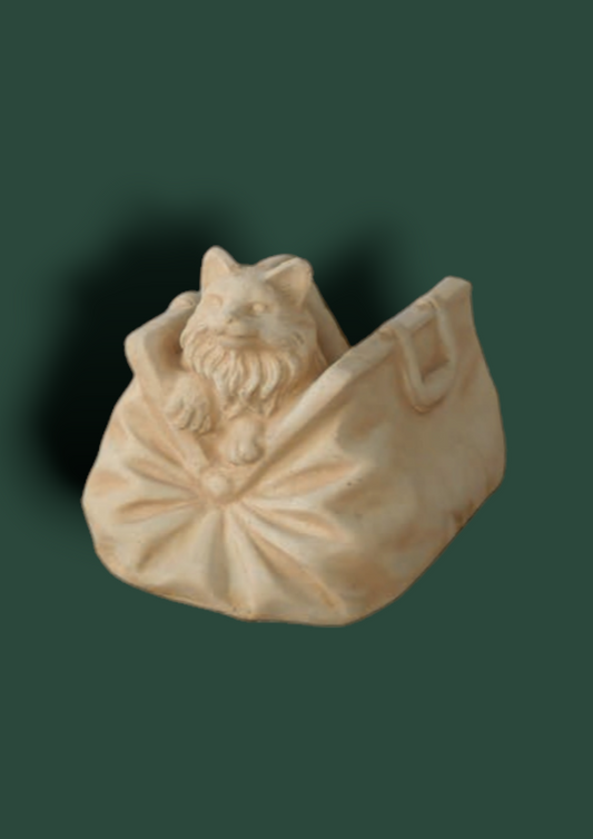 Vaso Gatto con borsa in cemento da giardino 34cm