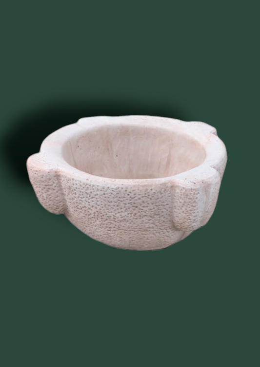Vaso Mortaio Bucciardato grande in cemento da giardino