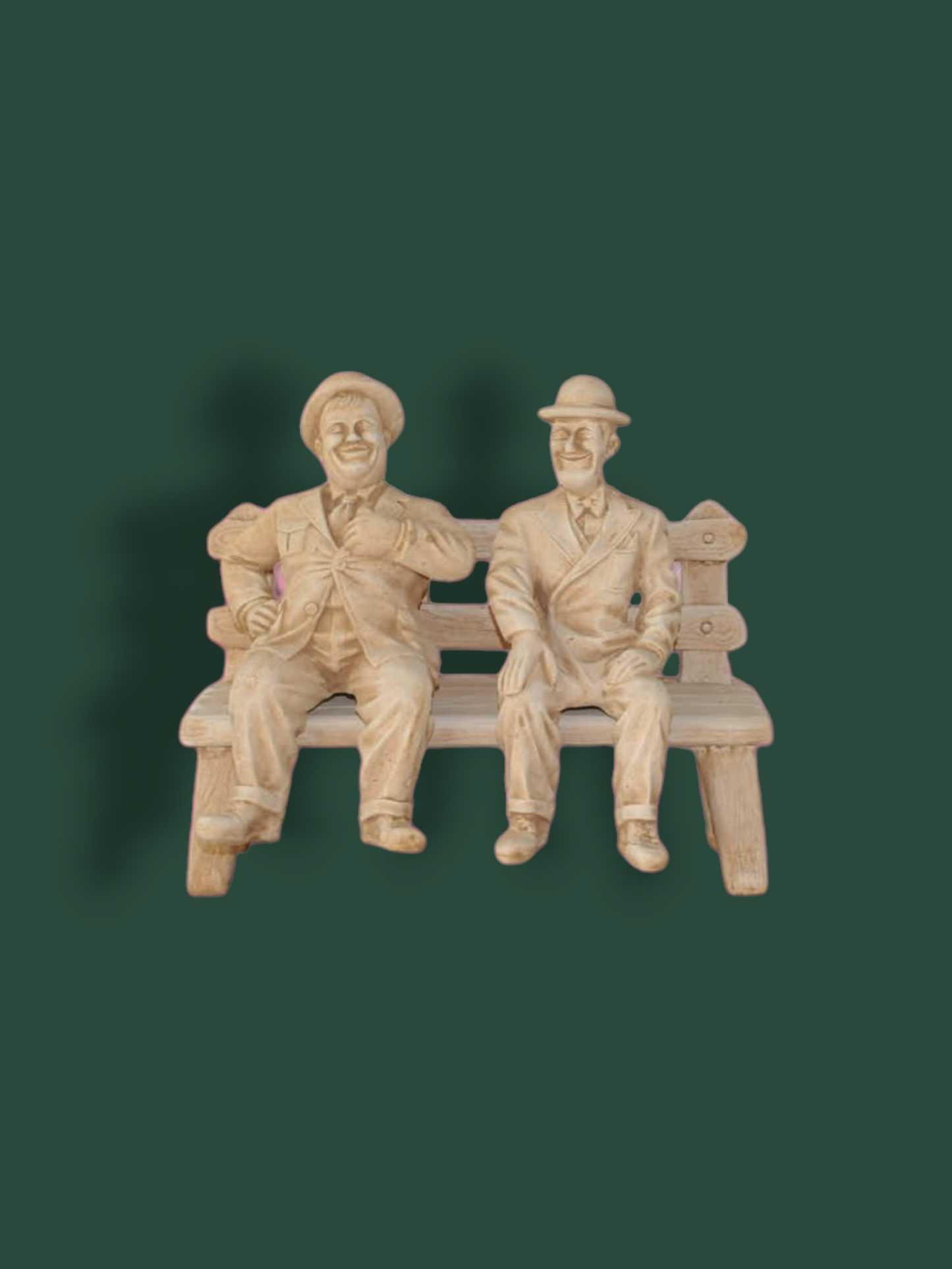 Panchina Stanlio e Olio in cemento – statua decorativa da giardino