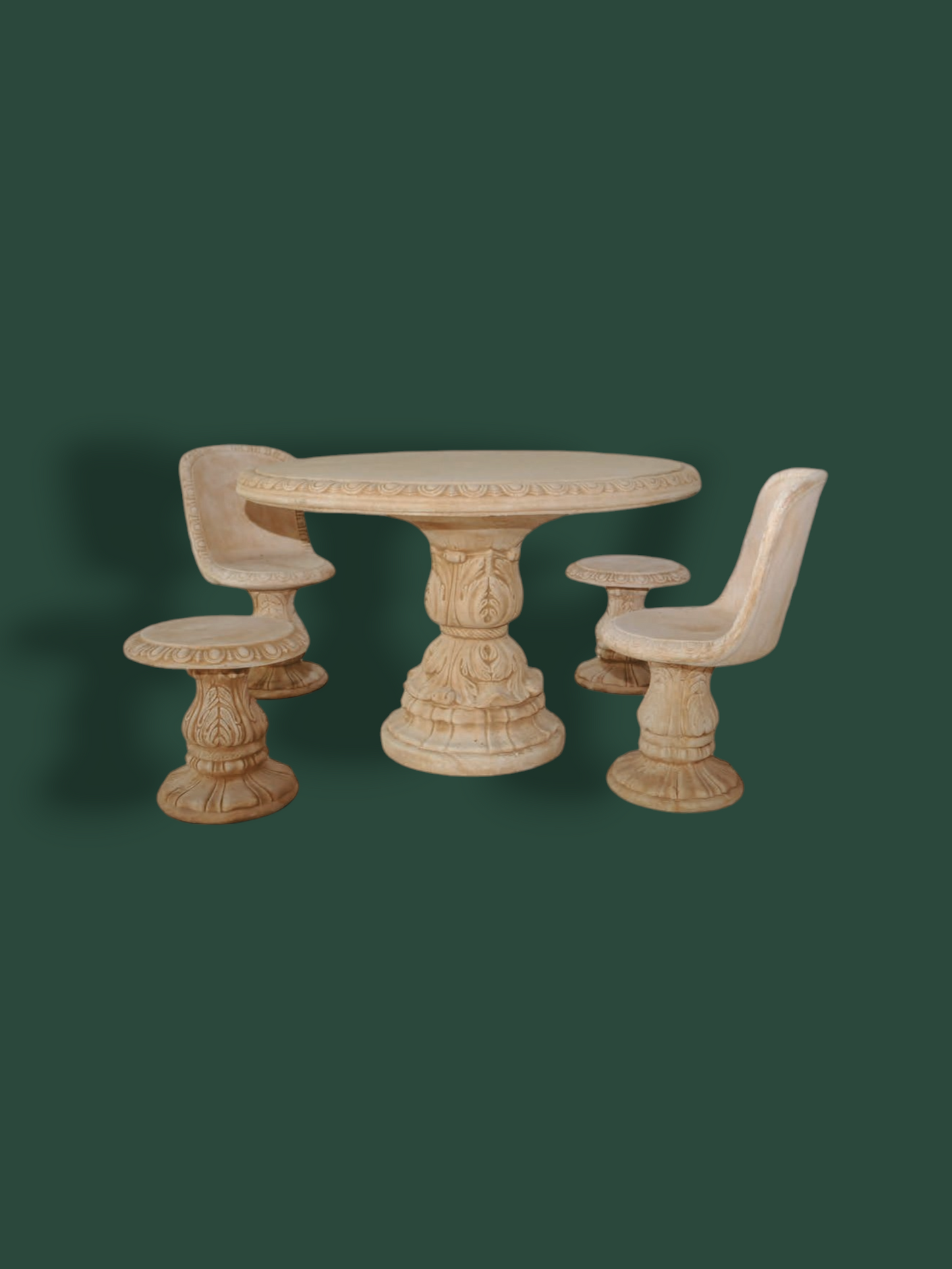 Set tavolo con sedie e sgabelli in cemento – arredo da giardino